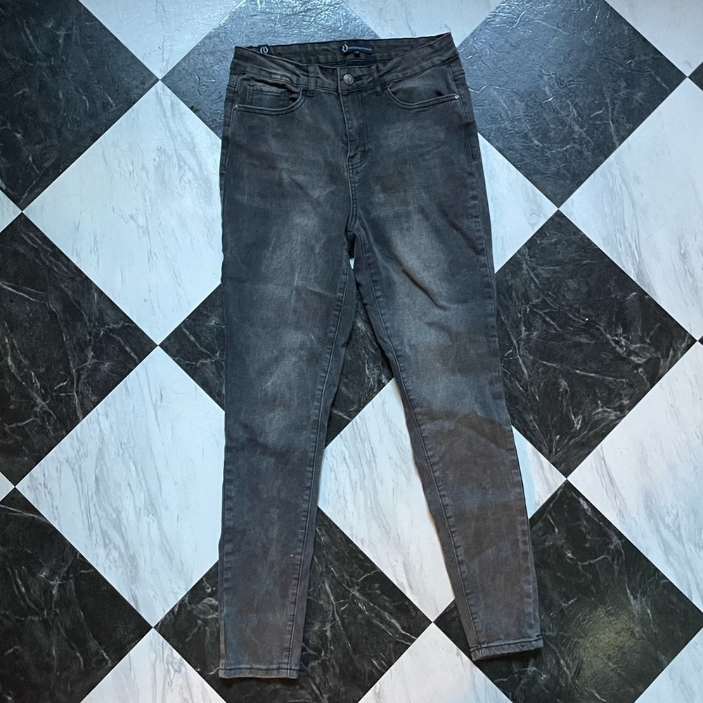 Black Acid Wash High Waisted Skinny Jeans